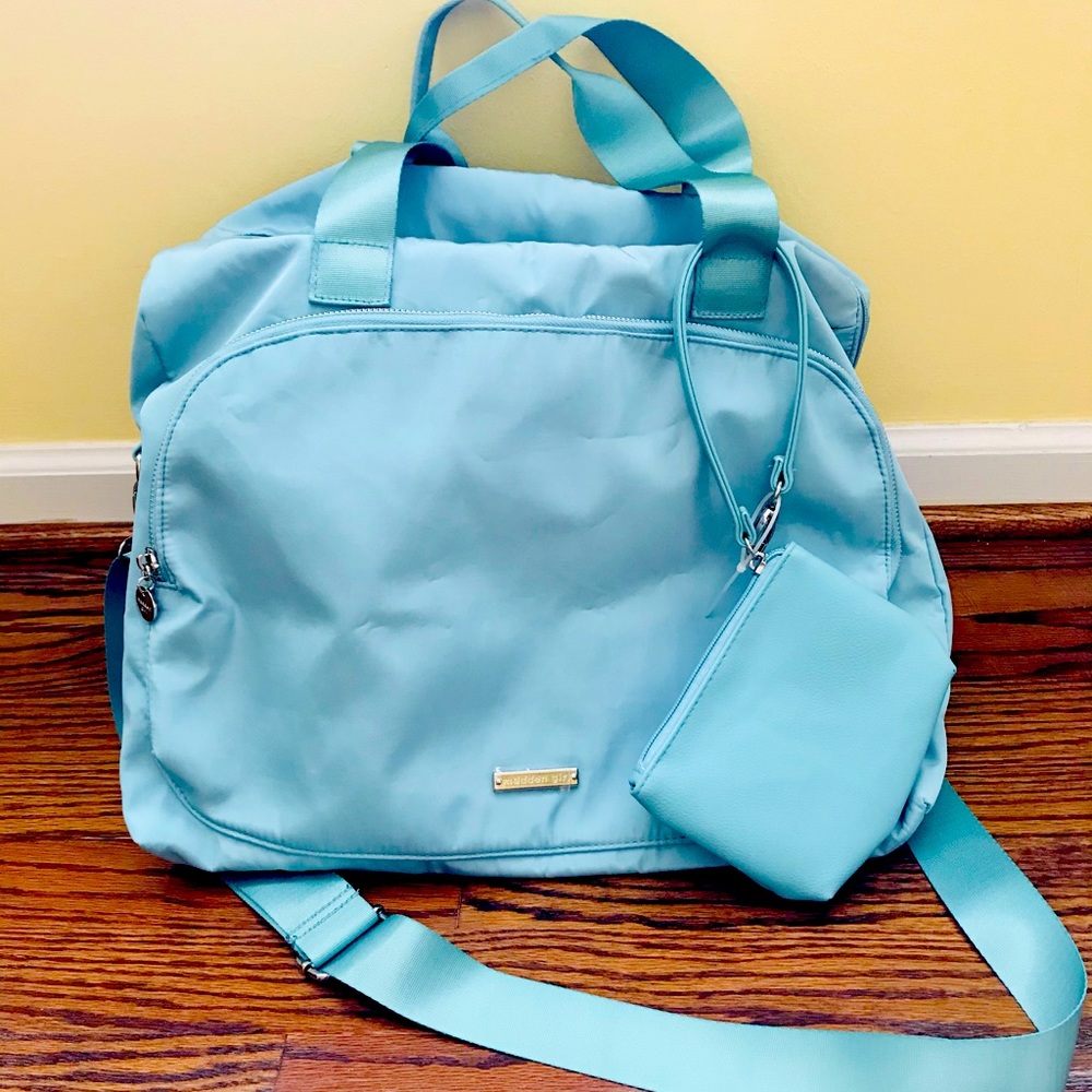 Mint Blue Nylon Overnighter Bag